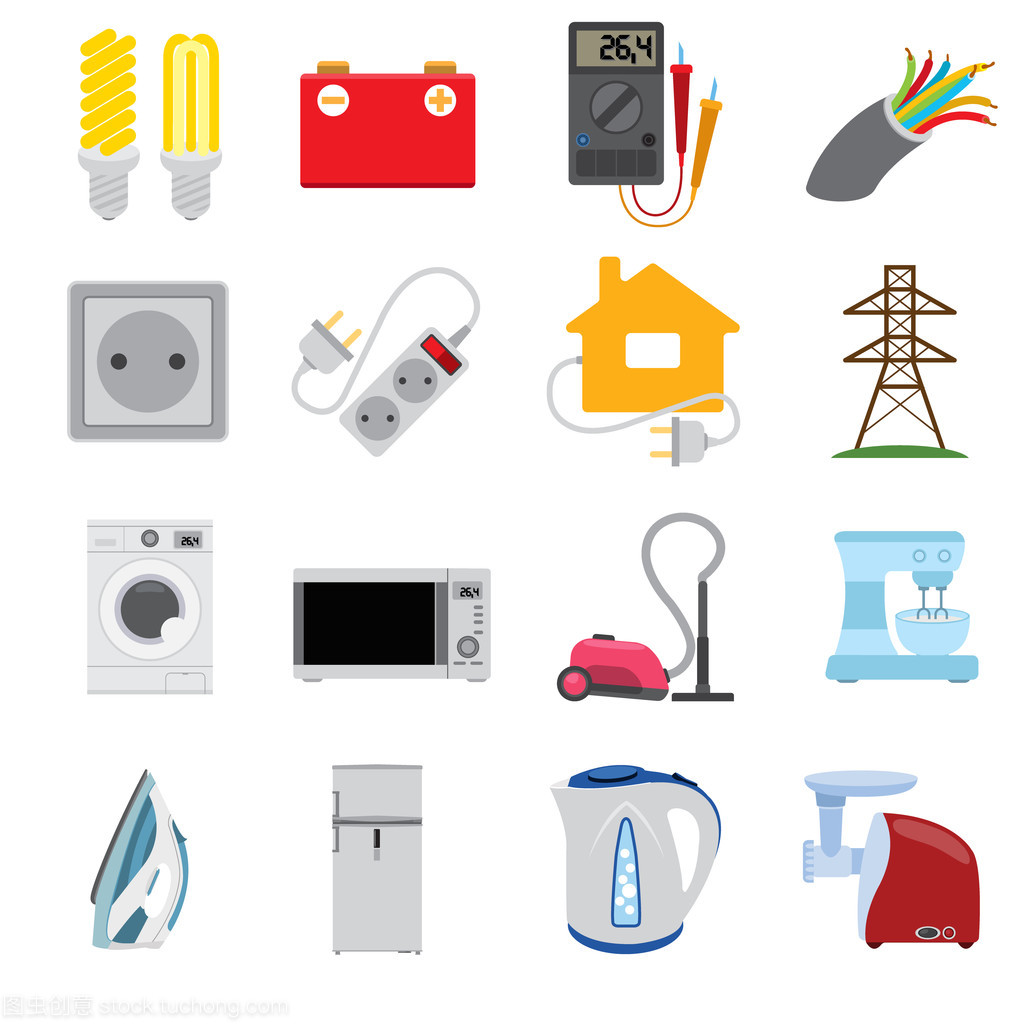 在我們的生活、 圖標(biāo)和字符的電能。國內(nèi)電器,為圖表設(shè)置
